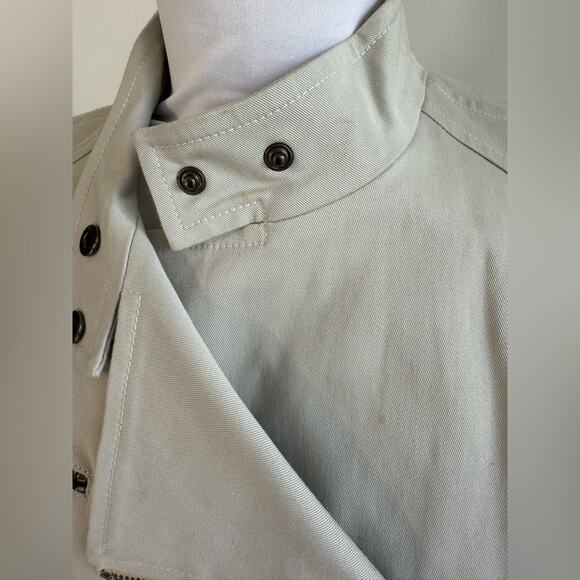 PATRIZIA PEPE LIGHT GRAY BEIGE CANVAS MOTO JACKET SIZE 42 - Picture 9 of 11